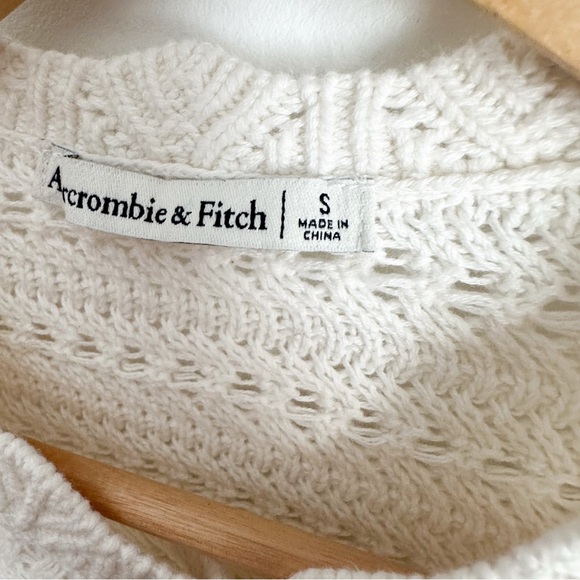 Abercrombie & Fitch off white cotton crochet knit sweater cardigan - Picture 6 of 8